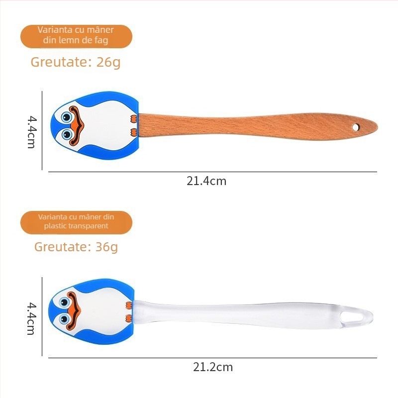 Spatulă din silicon cu mâner din fag pentru coacere și întinderea untului