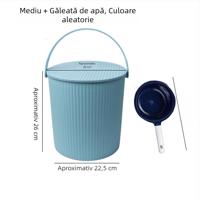 Găleată din plastic cu șezut întărit și capac – recipient multifuncțional pentru depozitarea apei, pescuit, baie portabilă și depozitare haine