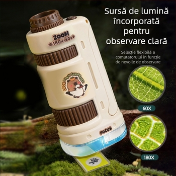 Microscop portabil de mână pentru copii, HD, jucărie științifică educațională pentru elevi și grădiniță