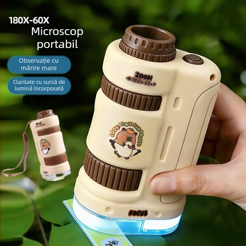 Microscop portabil de mână pentru copii, HD, jucărie științifică educațională pentru elevi și grădiniță