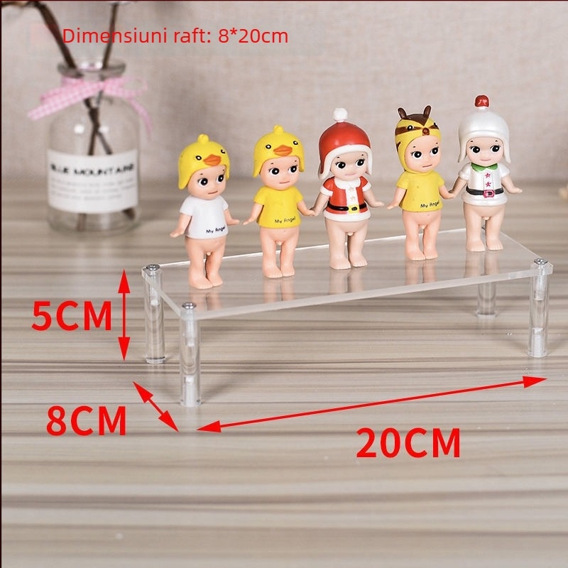 Suport din acril pentru afișajul cutiilor misterioase și figurine, suport în formă de scară cu două etaje, model din piatră minerală, organizator pentru bijuterii și cosmetice