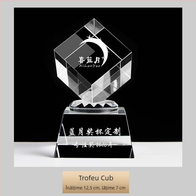 Trofeu de cristal în formă de deget mare, cristal clar K9, gravură personalizată