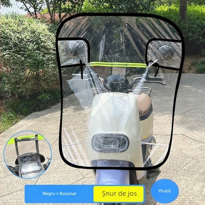 Parbriz frontal extins pentru biciclete electrice și motociclete, protecție transparentă împotriva vântului pentru iarnă