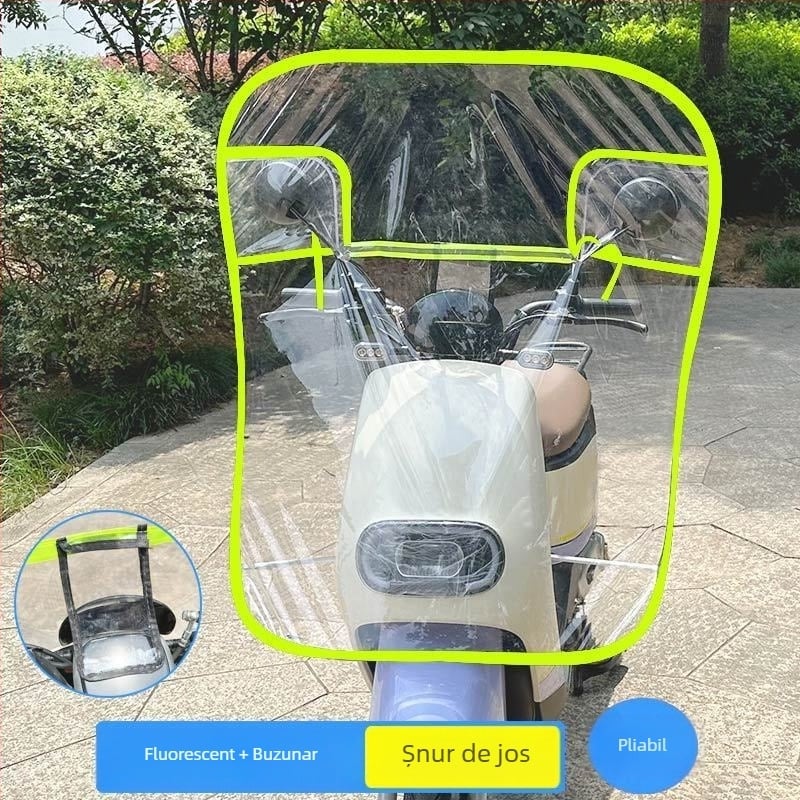 Parbriz frontal extins pentru biciclete electrice și motociclete, protecție transparentă împotriva vântului pentru iarnă
