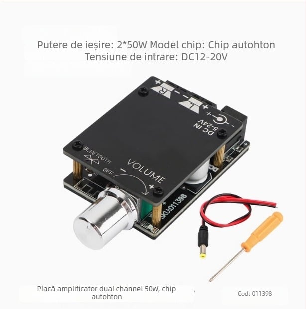 30W×2 | 80W×2 placă amplificator digital Bluetooth 5.0, dual canal stereo Hi-Fi, intrare audio USB