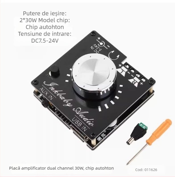 30W×2 | 80W×2 placă amplificator digital Bluetooth 5.0, dual canal stereo Hi-Fi, intrare audio USB
