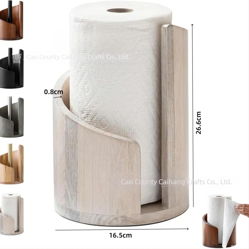 Suport de șervețele din lemn pentru blat — decor de masă creativ, suport pentru role de hârtie și spațiu de depozitare pentru șervețele de bucătărie, lemn masiv