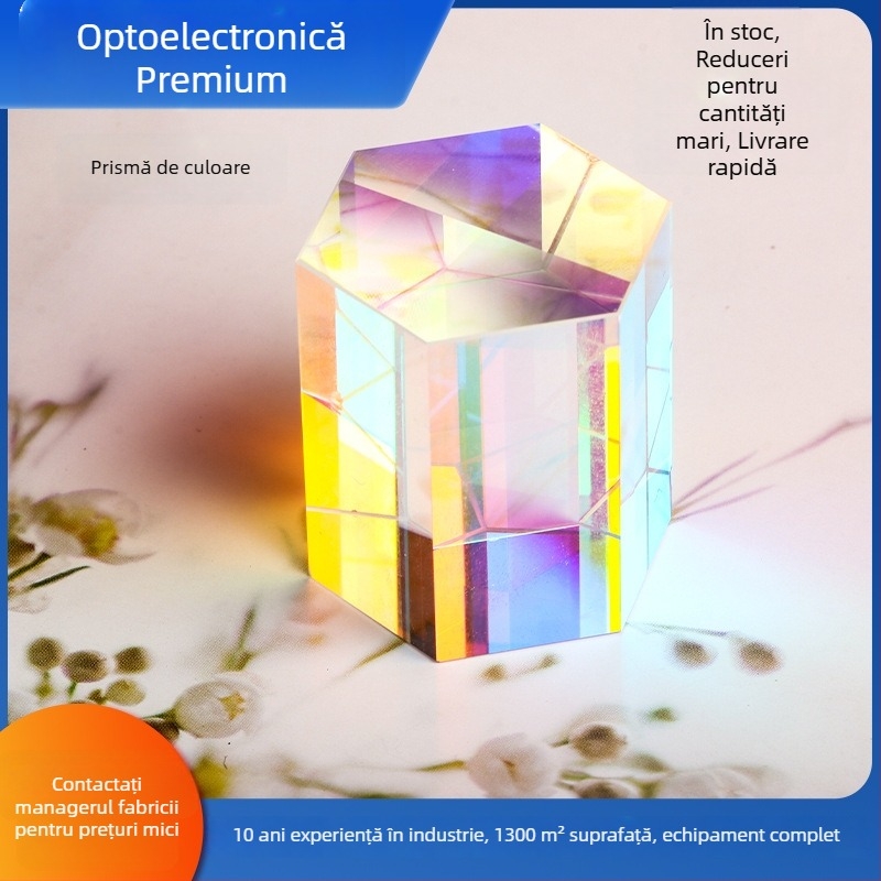 Ornament de cristal cu Cub Rubik, prindător de lumină solară, prismă de amestecare a culorilor și prismă hexagonală — pentru experimente științifice