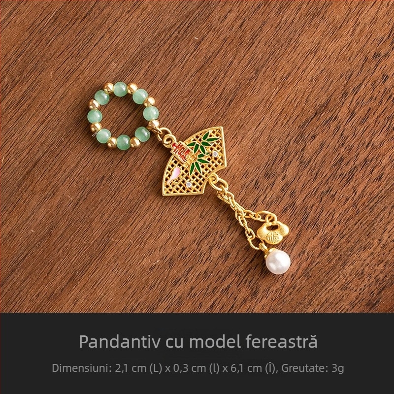 Pandantiv manual cu șir de mărgele pentru șnurul capacului de ceainic – accesoriu pentru set ceai în stil chinezesc