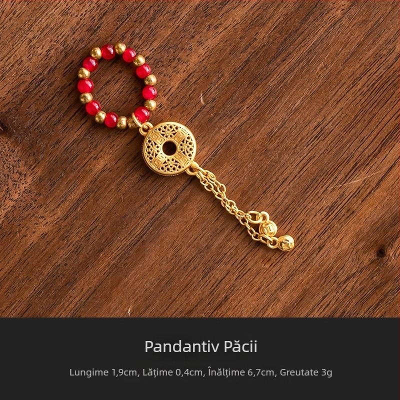 Pandantiv manual cu șir de mărgele pentru șnurul capacului de ceainic – accesoriu pentru set ceai în stil chinezesc