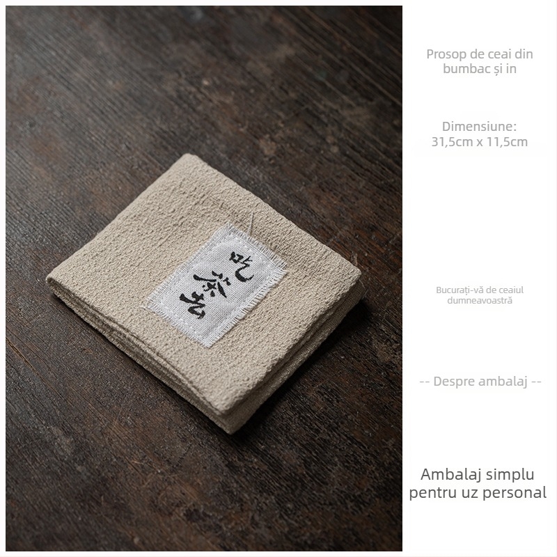 Stil japonez, cusut manual, prosop de ceai triplu din bumbac și in, covoraș pentru ceai, suport pentru cești și suport pentru ceainic pentru ceremonia ceaiului