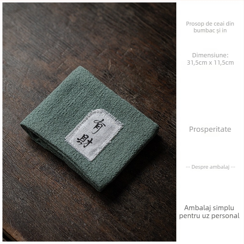 Stil japonez, cusut manual, prosop de ceai triplu din bumbac și in, covoraș pentru ceai, suport pentru cești și suport pentru ceainic pentru ceremonia ceaiului