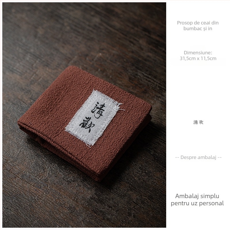 Stil japonez, cusut manual, prosop de ceai triplu din bumbac și in, covoraș pentru ceai, suport pentru cești și suport pentru ceainic pentru ceremonia ceaiului