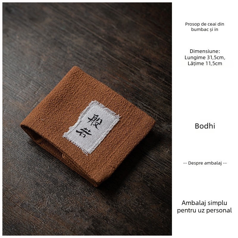 Stil japonez, cusut manual, prosop de ceai triplu din bumbac și in, covoraș pentru ceai, suport pentru cești și suport pentru ceainic pentru ceremonia ceaiului