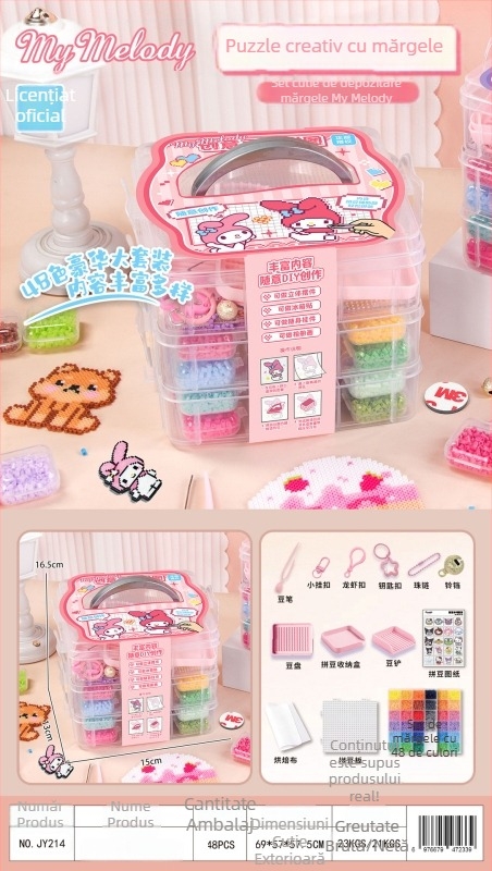 Set DIY autentic Sanrio pentru artă cu mărgele — Pachet complet pentru 3D bead art