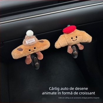 Cârlig auto în formă de croissant – cârlig de depozitare cu bandă adezivă pentru scaunul din față și torpedă pentru mănuși
