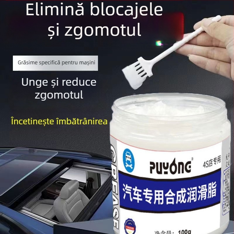 Lubrifiant de întreținere auto pentru balamale mecanice și șine, reduce blocarea și zgomotul; ulei alb pentru uși și trapa, cu perie
