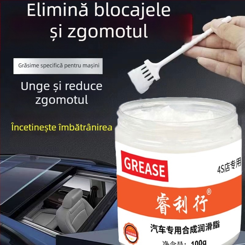 Lubrifiant de întreținere auto pentru balamale mecanice și șine, reduce blocarea și zgomotul; ulei alb pentru uși și trapa, cu perie