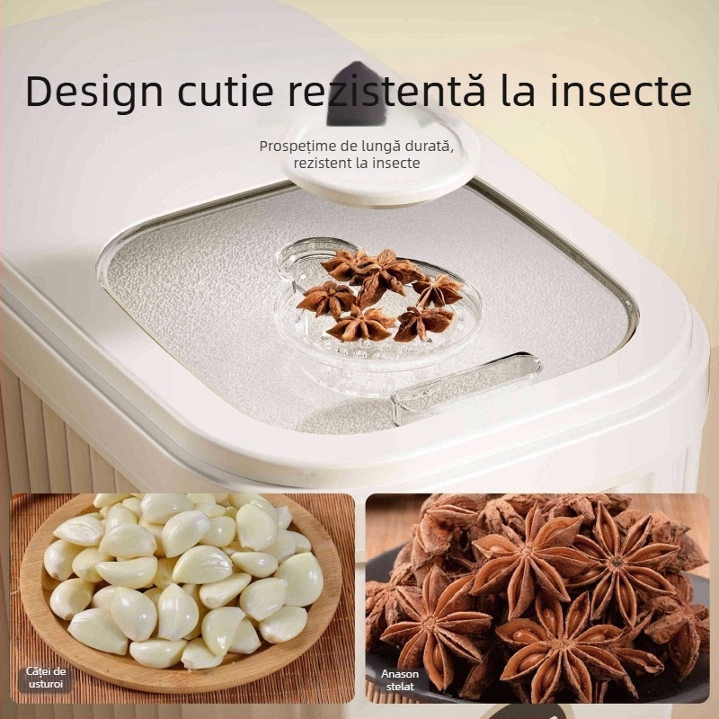 Recipient cu dublu compartiment pentru depozitarea orezului, pentru uz casnic, model 2026, sigilat, rezistent la insecte, rezistent la umiditate, recipient pentru cereale, borcan pentru făină