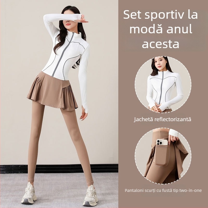 Îmbrăcăminte sport pentru femei – tenis, set pentru alergare toamnă/iarnă, stil nou 2025, echipament premium de yoga, fustă-pantalon pentru badminton, îmbrăcăminte fitness