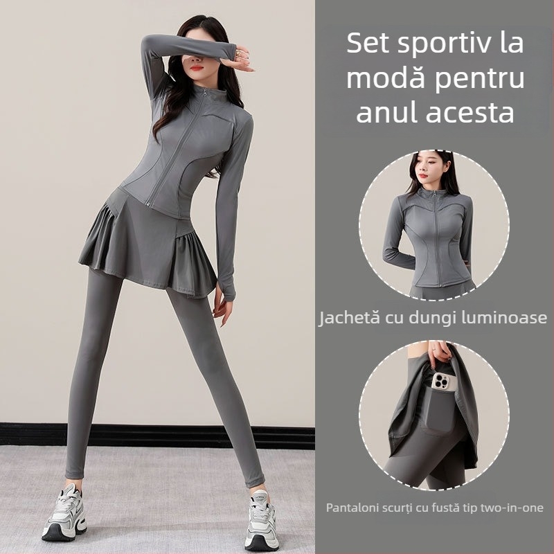 Îmbrăcăminte sport pentru femei – tenis, set pentru alergare toamnă/iarnă, stil nou 2025, echipament premium de yoga, fustă-pantalon pentru badminton, îmbrăcăminte fitness