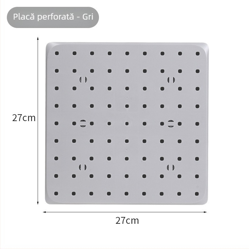 Raft de depozitare pe perete cu placă perforată, montaj fără găuri, pentru bucătărie, cămin și baie