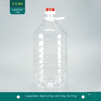 Sticle PET transparente pentru ulei comestibil și vin, de calitate alimentară, sticle goale, 1 L, 2,5 L și 5 L