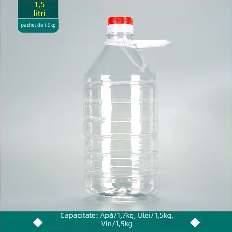Sticle PET transparente pentru ulei comestibil și vin, de calitate alimentară, sticle goale, 1 L, 2,5 L și 5 L