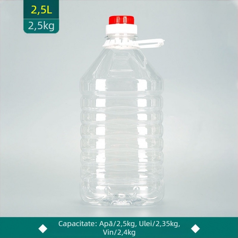 Sticle PET transparente pentru ulei comestibil și vin, de calitate alimentară, sticle goale, 1 L, 2,5 L și 5 L