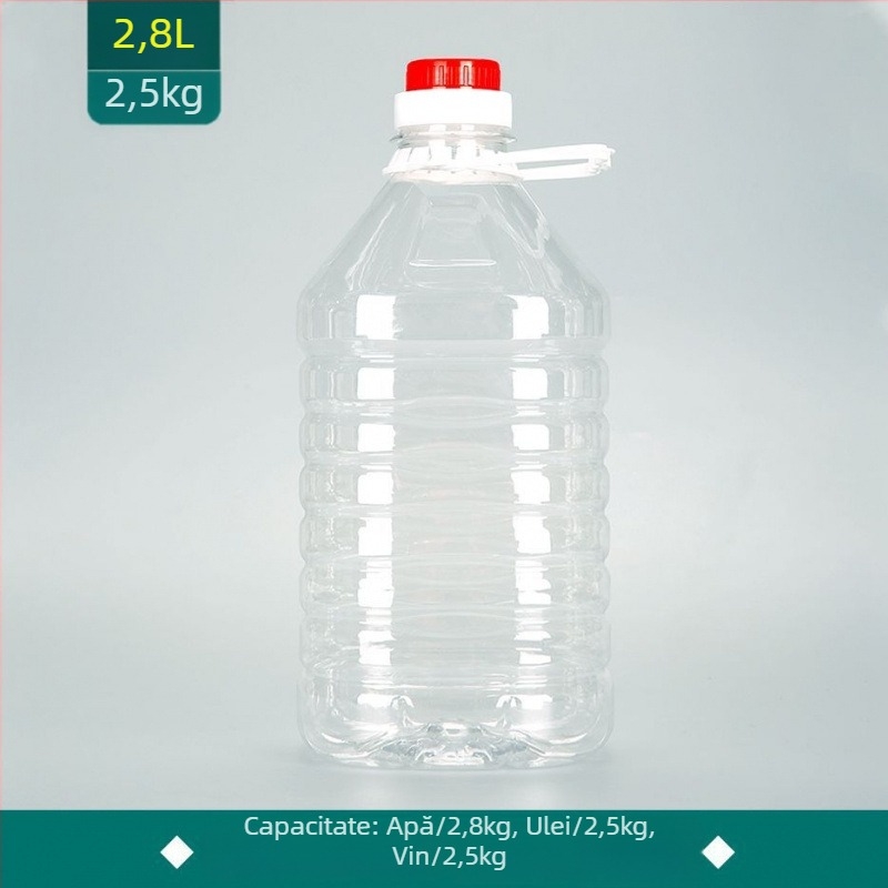 Sticle PET transparente pentru ulei comestibil și vin, de calitate alimentară, sticle goale, 1 L, 2,5 L și 5 L