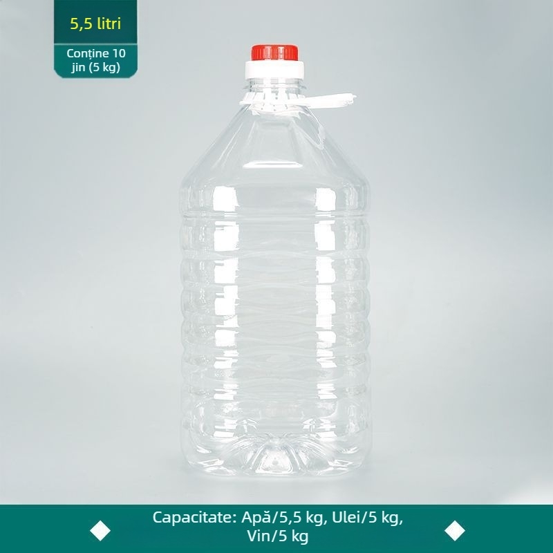 Sticle PET transparente pentru ulei comestibil și vin, de calitate alimentară, sticle goale, 1 L, 2,5 L și 5 L