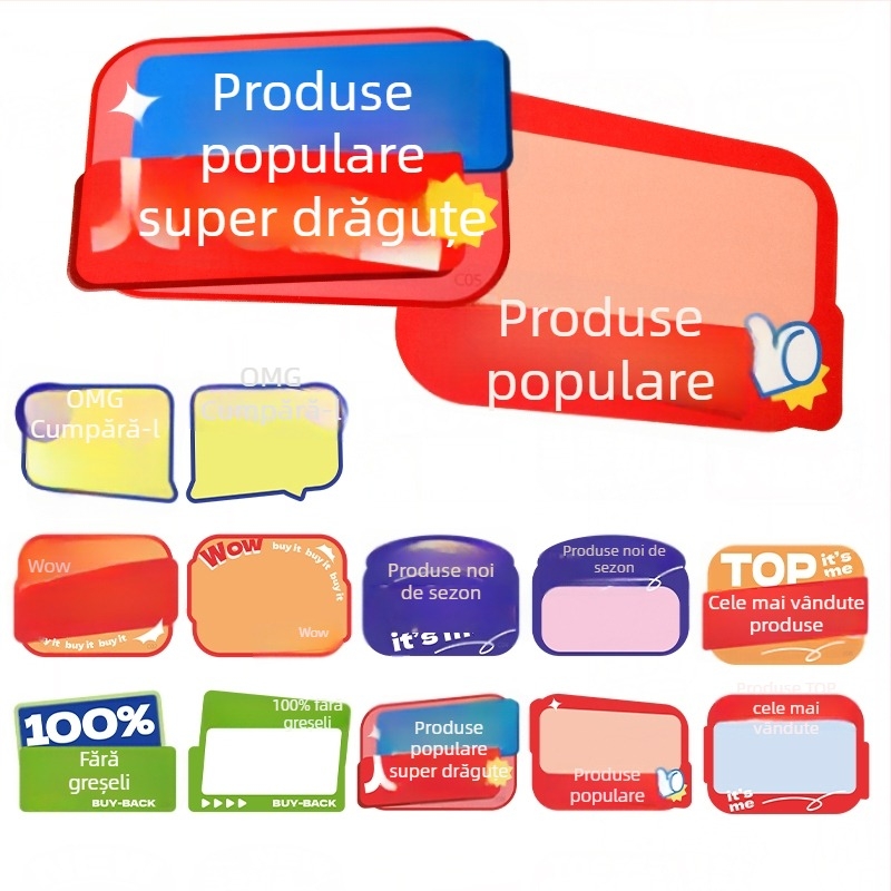 Etichete de preț ștergibile pentru afișaj POP, stil desen animat drăguț, hârtie