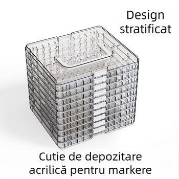 Cutie de depozitare pentru markere acrilice, pentru birou, capacitate mare, portabilă cu compartimente multiple