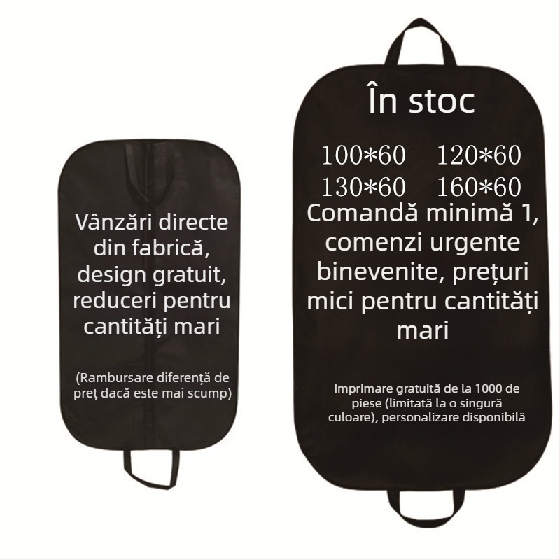 Geantă pentru costum din țesătură nețesută cu fermoar, protecție împotriva prafului – husă pentru haine