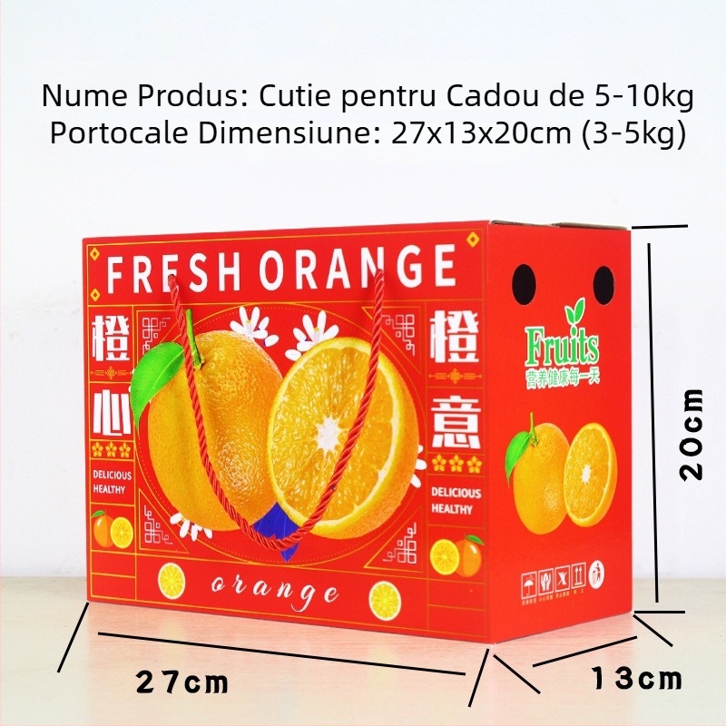 Cutie cadou premium cu amestec de portocale în cutie de carton — portocale Navel, portocale sânge și portocale Ice Sugar