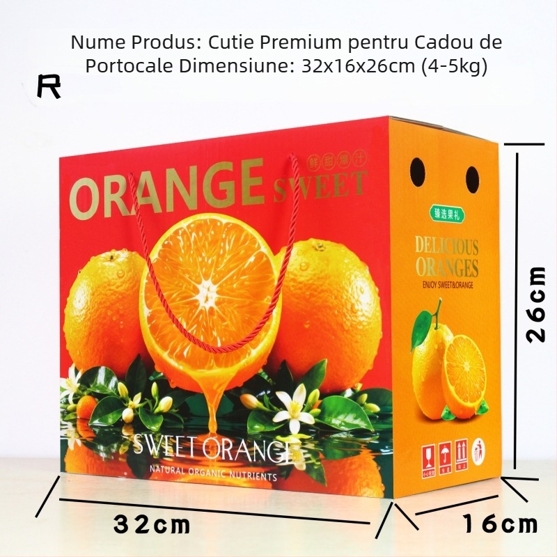 Cutie cadou premium cu amestec de portocale în cutie de carton — portocale Navel, portocale sânge și portocale Ice Sugar