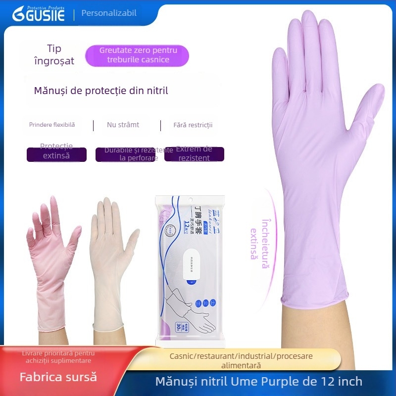 Blue Guard mănuși nitril de 12 inchi, de calitate alimentară, pentru uz casnic și bucătărie, spălat vase, fără scurgeri