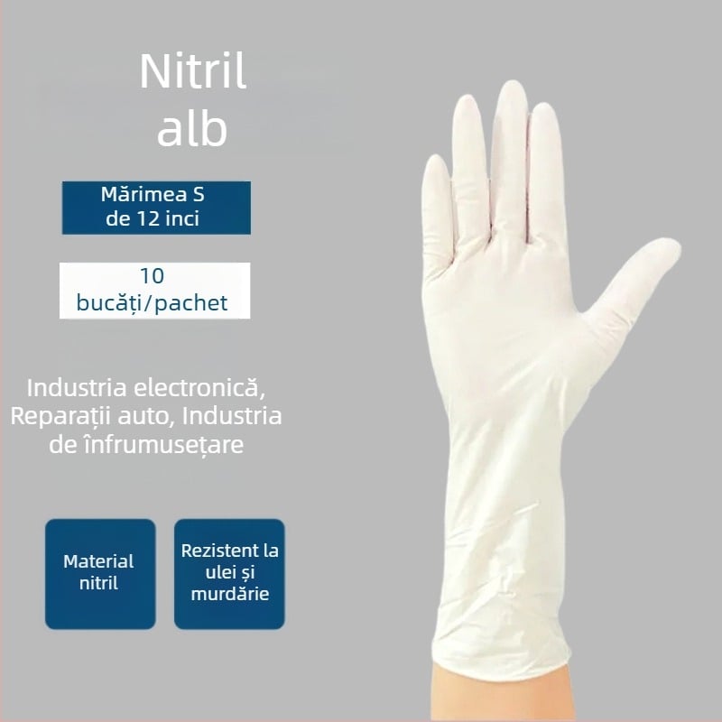 Mănuși nitril, lungi, impermeabile și rezistente la ulei, pentru treburi casnice și spălat vase, antiderapante, durabile, 12 inch, de unică folosință