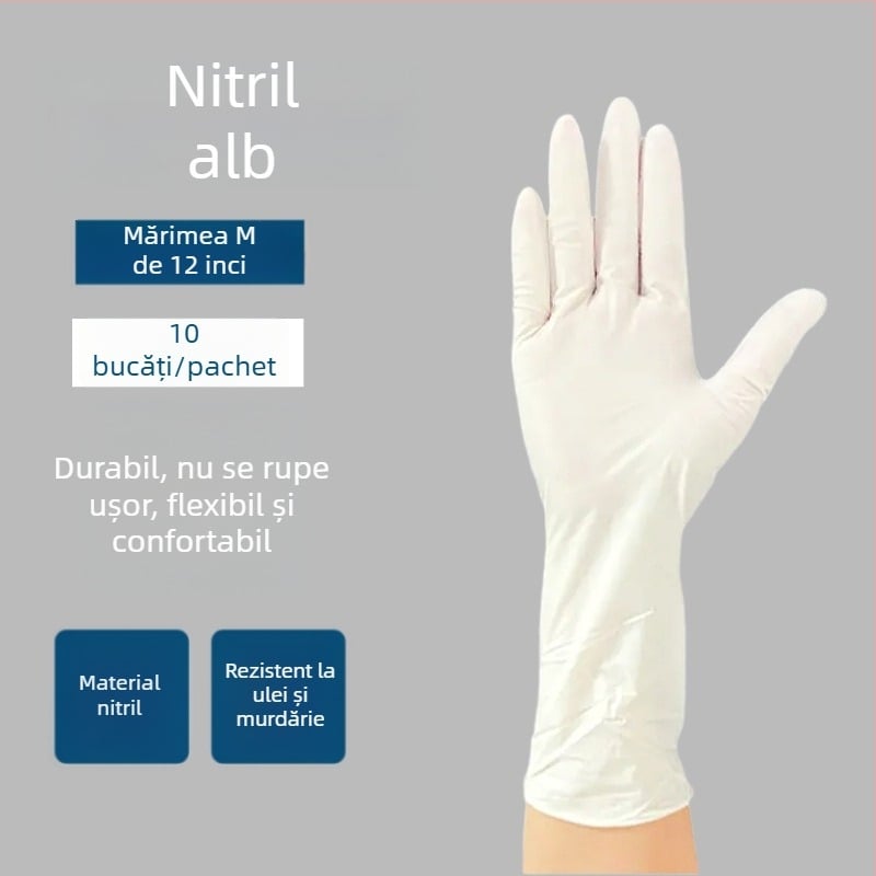 Mănuși nitril, lungi, impermeabile și rezistente la ulei, pentru treburi casnice și spălat vase, antiderapante, durabile, 12 inch, de unică folosință