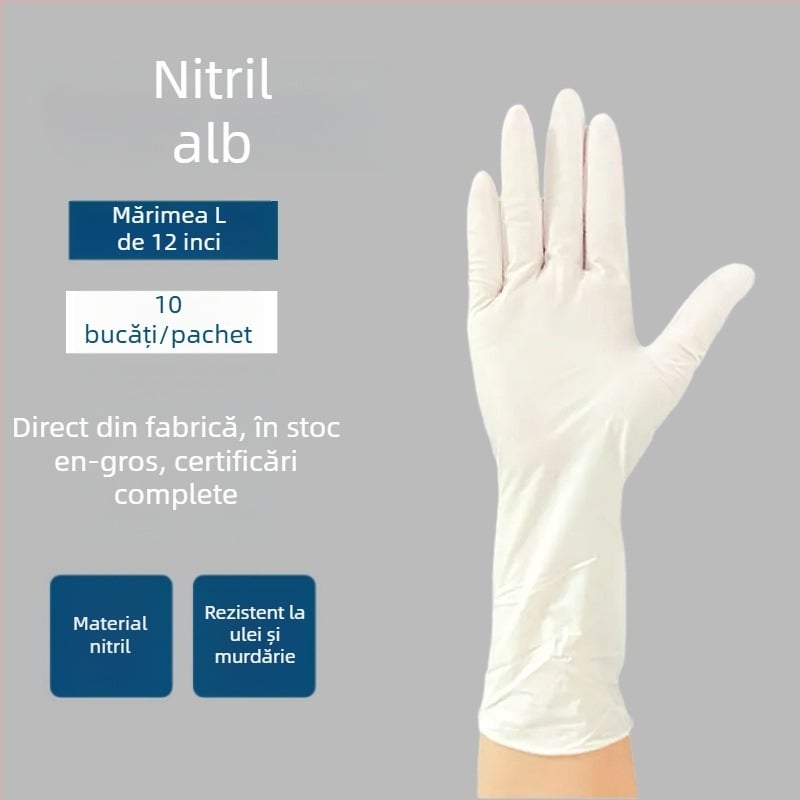 Mănuși nitril, lungi, impermeabile și rezistente la ulei, pentru treburi casnice și spălat vase, antiderapante, durabile, 12 inch, de unică folosință