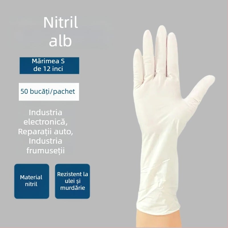 Mănuși nitril, lungi, impermeabile și rezistente la ulei, pentru treburi casnice și spălat vase, antiderapante, durabile, 12 inch, de unică folosință