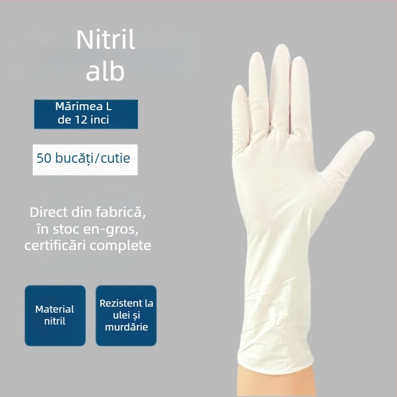 Mănuși nitril, lungi, impermeabile și rezistente la ulei, pentru treburi casnice și spălat vase, antiderapante, durabile, 12 inch, de unică folosință