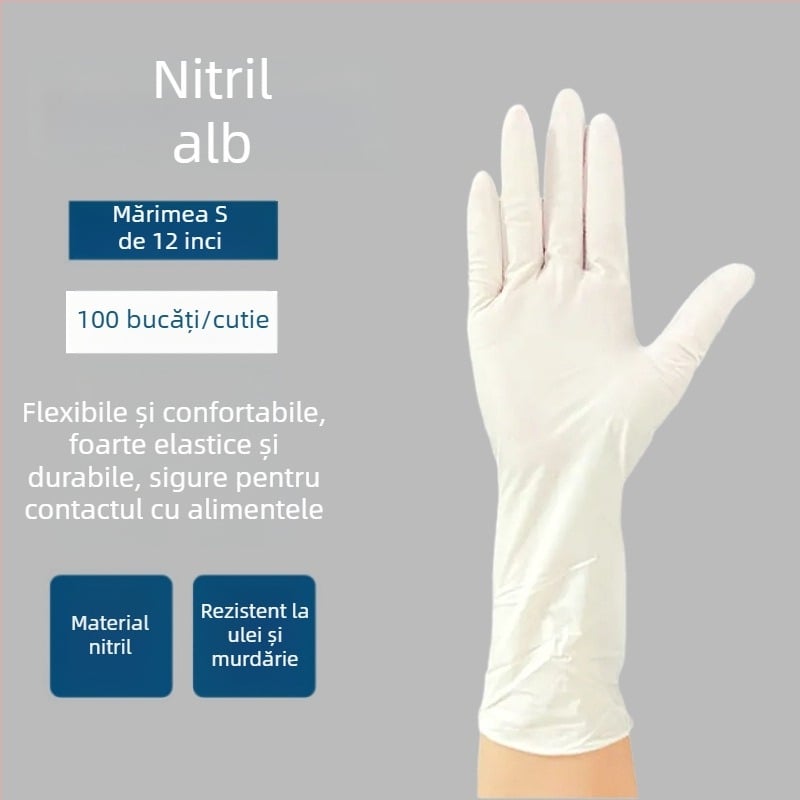 Mănuși nitril, lungi, impermeabile și rezistente la ulei, pentru treburi casnice și spălat vase, antiderapante, durabile, 12 inch, de unică folosință