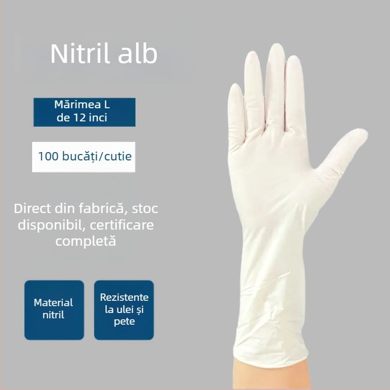Mănuși nitril, lungi, impermeabile și rezistente la ulei, pentru treburi casnice și spălat vase, antiderapante, durabile, 12 inch, de unică folosință