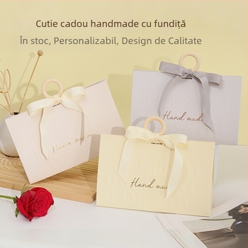 Cutie cadou din lemn cu mâner inelar pentru daruri de nuntă, personalizabilă, cutie portabilă pentru bijuterii