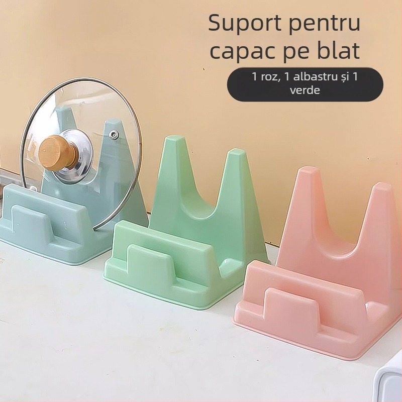 Raft de bucătărie pentru blat cu suport pentru capace, organizator pentru spatule, suport de drenaj și suport pentru tocător