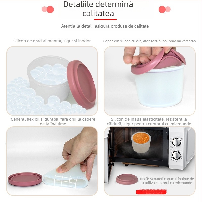 Set din silicon pentru hrana bebelușilor, 5 piese — silicon alimentar, boluri pentru gătit la abur, recipiente pentru congelare cu închidere etanșă
