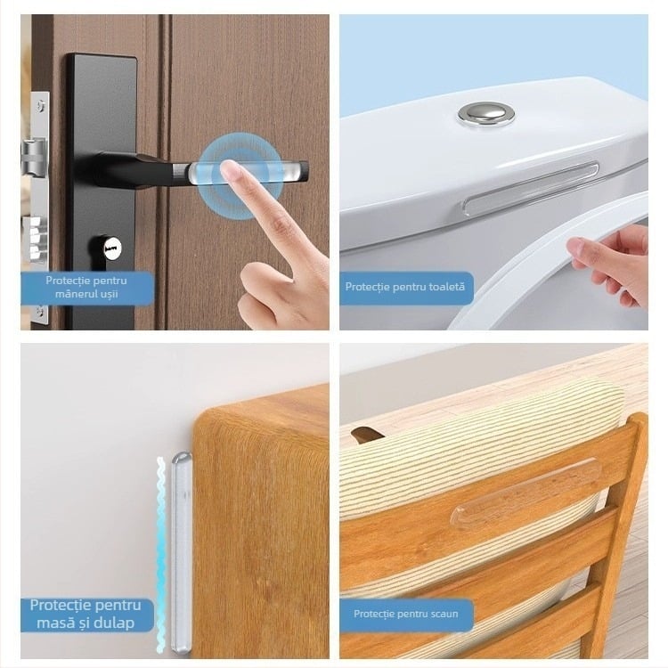 Bandă din silicon pentru mânerul ușii – protecție anti-coliziune pentru dulapuri, uși, frigider și pereți