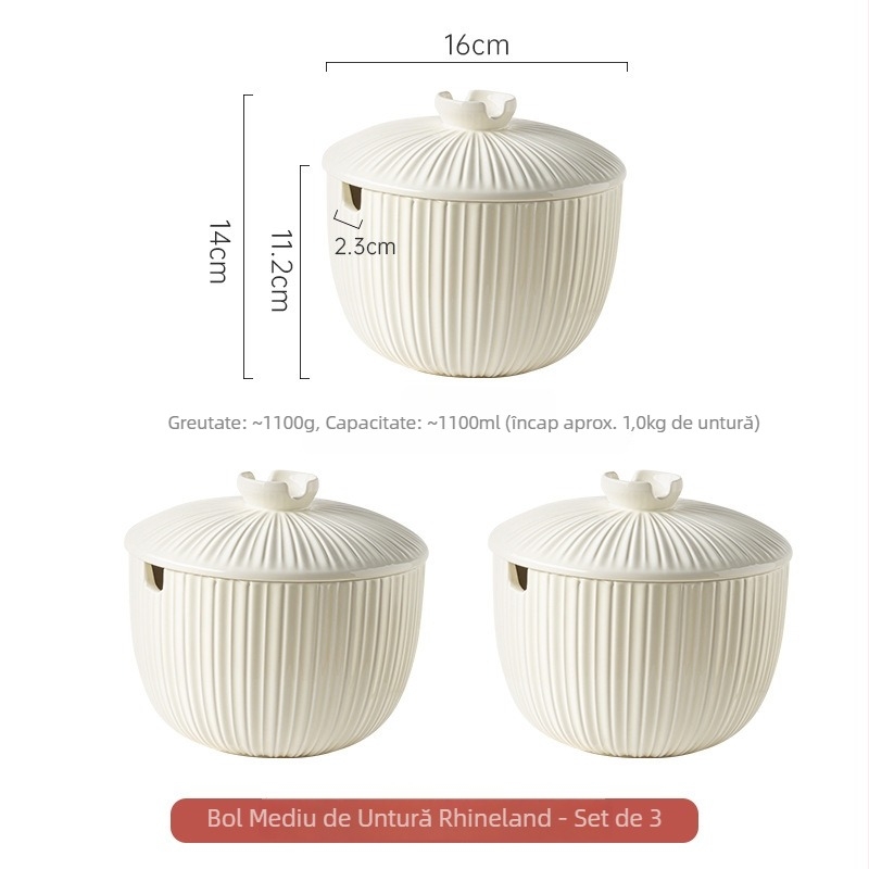 Borcan ceramic pentru slănină, cu capac și linguriță, rezistent la temperaturi înalte, capacitate mare pentru ardei iuți și condimente