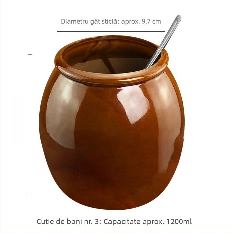 Solniță ceramică în stil retro, recipient din ceramică monobloc pentru sare și condimente, volum mare